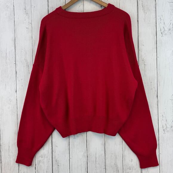 VTG Bogner Red Wool Blend Embroidered Crest Crown Deer Ski Sweater Size Large - Picture 6 of 13